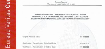 Certification according to ISO 50001 standard